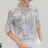 Daifei 2023 Summer New Korean Women's Wear OL Bottomed Shirt Fashion Slim Short-Sleeved Casual Chiffon