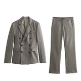 Double-Breasted Suit Jacket 2208425 Blended Straight Trousers 2202425