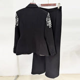 Star Fashion New Heavy Industry Nails Set A Buckle Suit Jacket Trousers