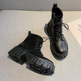Zingj Laced Martin Boots 2024 Autumn And Winter New Korean Leather Boots Comfortable Soft Soles For Women's Middle