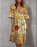Floral Dresses Summer Vintage Sundress Female Beach Dress Half Sleeve Polka Dot Striped Women Boho Sexy Dress
