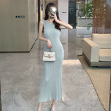Zingj Real Shot Of A Retro Sleeveless Knitted Vest Dress For Women In Summer With A Slim Waist And A Skinny Hip