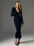 Pleated Tassel Long Sleeve Maxi Dress- Outfit