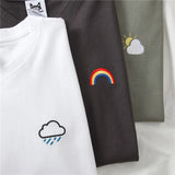 Women Short Sleeve Tees O-neck Embroidery All-match Basic Fashion Unisex Teenagers Leisure Soft Summer Simple