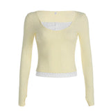 Solid Color Fake Two Piece Long Sleeve TeeOutfit