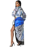 Pieces Sexy Summer Fashion Women Set 2023 Female Tops Splice Long Sleeve Tops Elastic Waist Split Skirts Matching Sets
