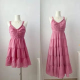 Style Holiday Midi Dresses for Women 2023 Summer Korean Fashion Sleeveless Pleated Camisole Elegant Party Female
