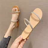 Women's French Sandals 2025 Summer New Fashion With Water Drill Slippers Women Wearing Fairy Temperament Cool
