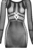 Sexy See Through Hollow Mini Dresses Women O-Neck Off Shoulder Skinny Midnight Party Clubwear Skirts Female