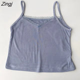 Colors Camisole Women Summer New Lace Patchwork Sweet Cozy Crop Top Female Ins French Popular Skinny Mujer Fashionable