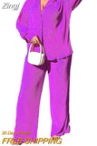 Women's Set Long Sleeve Shirt Tops and Wide Leg Pants Elegant Tracksuit Two Piece Set Sweatsuit Fitness Outfits