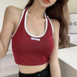 Fashion Women's Club Tank Tops Solid V neck Letter Sleevless Camisoles Tube Crop Top Bralette Sexy Ladies Summer
