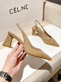 Zingj Show Thin Suede High Heel Single Shoes Female Temperament 2023 New Spring And Summer Thick Heel Simple After Empty Head