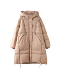 New Chinese Down Jacket Female Long Style 2024 Winter New Hat Retro Art Over The Knee Loose Thick Plus Size Coat-Outfit