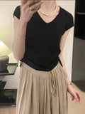 Silk V-Collar Vest Women Draw Rope Waist Design Sense Minority Summer 2024 New Chic Sweater