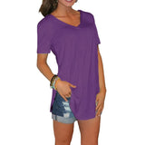 V-Neck Short-Sleeved T-Shirt Woman Loose Casual Tops for Women Black S-5Xl 9 Colors Tees Women's 2022