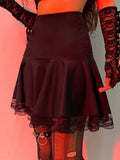 Mall Gothic High Wasit Skirt Women Y2k E-girl Lace Patchwork Vintage A-line Skirt Aesthetic Punk Sexy Emo Alt