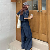 Zingj Chic Temperament Suit Female Summer New Short-Sleeved Shirt Floor Jeans Pants Casual Two
