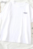 Women Short Sleeve Tees O-neck Embroidery All-match Basic Fashion Unisex Teenagers Leisure Soft Summer Simple
