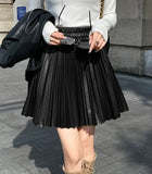 PU Leather Pleated Mini Skirt- Outfit