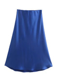 Sale Solid Satin Elastic Waist Women A-Line Skirt Summer Female Slim
