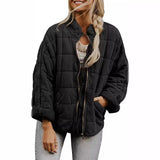 Solid Color Stand-up Collar Loose Pockets