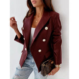 Zingj And Winter New Long Sleeve Double-Breasted Fashion PU Leather Suit Small