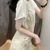 New Spring Style Is Small, Fresh, Bare Back And Thin V Neckline Diamond Halter Dress For Women