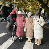 New East Gate 2024 Autumn Winter New Big Quilt Down Cotton Padded Clothes Padded Clothes Female Long Over The Knee Fried Street Coat-Outfit