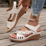 Slope Heel Sandals Women 2025 Summer New Hollow Flowers Thick-Spoeled Sandals Beach Women's