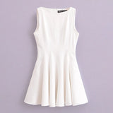 Spring Skate Sleeveless Solid Color Mini Dress