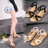 New Flat-Soled Sandals Female Xia Ping And Beaded Bohemian Sandals Toe Sweet Student Beach