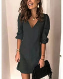 Regular Sleeve Deep V-neck Sexy Solid Color Versatile Casual