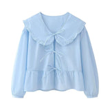 New Spring Doll Tie Casual Loose Solid Color
