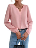 Spring Clothing Loose Tops Chiffon Blouse White Tops Office Lady Long Sleeve Fashion Women Shirt Solid Elegant New