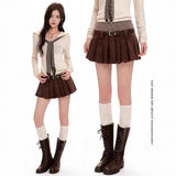 Temperament Sweet Babes Lace Folded Short Skirt Women's Summer Design With Thin Belt Seat Pants Cake A