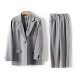 Women Blazer And Guard Pants Sets Two Pieces OL Single Breasted Jacket Formal Suit Pleated Trousers Spring Autumn