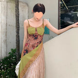 Zingj Dress With Lace Hem To Deconstruct The Oil Painting