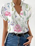 Zingj Hot Style Summer Loose V-Collar Print Shirt Shirt Women's