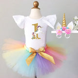 Baby Infant Christening One Year 1st Birthday Outfit Princess Cottoning Baptism Baby Girl Unicorn Dress Baby