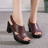 Women's Sandals Genuine Leather Platform Sandal 2021 Summer Thick Sole High Heels Ladies Sandal Summer Shoes For