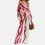 New Women's Loose Bat Sleeve Top Women's Broad Leg Trousers Fashion Suit Women Two