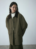 [He] Autumn New Casual Lapel Collar Bump Color Collar Herringbone Versatile Wool Long Coat H7378-Outfit