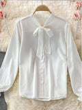 Women Two Piece Set 2023 Korean Fashion Bowtied Collar White Blouse And Spaghetti Strap Single Breasted Mini Tweed Dress