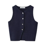 2024 New Street Style Simple And Slim Short Knitted Vest