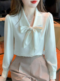 Shirts and Blouses Elegant and Youth Woman Blouses Bow Vintage White Shirt Women Korean Women's Clothes Basic Women