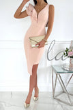 Zingj Wise Burst Sexy Flounce V Neck Dress Wrap Hip Skirt Women's