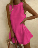 Dress Women Summer Fashion Solid O Neck Sleeveless Party Dress Women Casual Loose Ladies Mini Dress