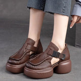 Zingj Heel Thick Bottom Tou Hollow Women's Sandals Round Head Buckle Type Seam High Heel Women's