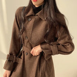 Zingj Chic Autumn And Winter Leisure Fashion Tie With Waist Small Wool Coat Women's Senior Sense Woolen